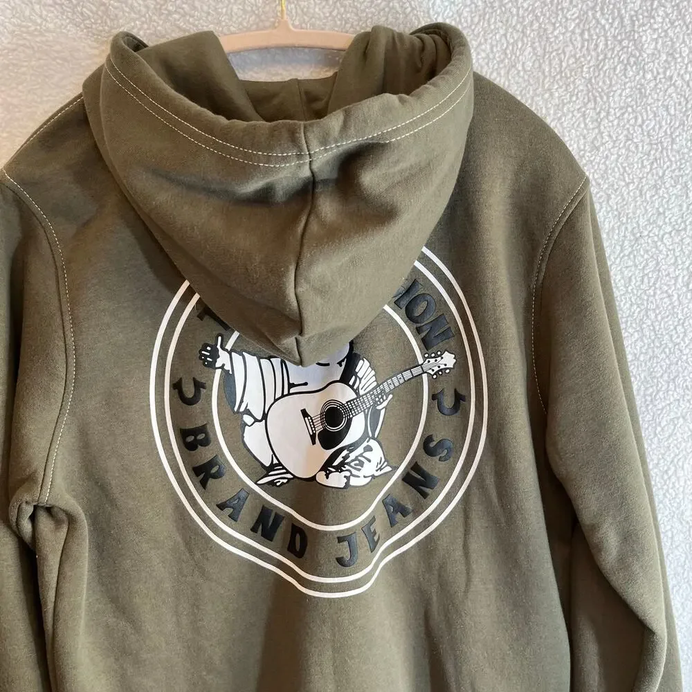NEW True religion green full zip hoodie with tags smiling Buddha logo size M
